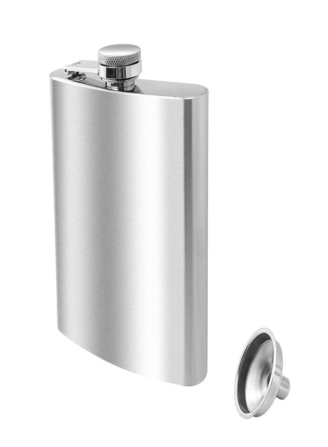 Quacc 8 oz Hip Flask with Funnel, Stainless Steel Portable Pocket Flask for Men (Silver) - Image 1